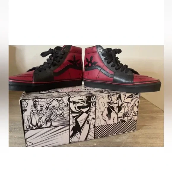 Vans Sk8-Hi (Marvel) DeadPool/Red/Black Sneakers, Men’s Size 7